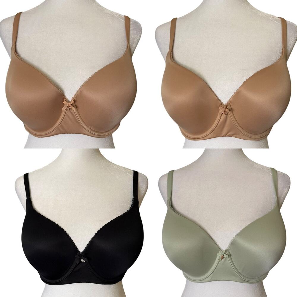 Set of 4 Victoria's Secret 34DDD Lined Demi Bra Body By Victoria Black Tan Mint